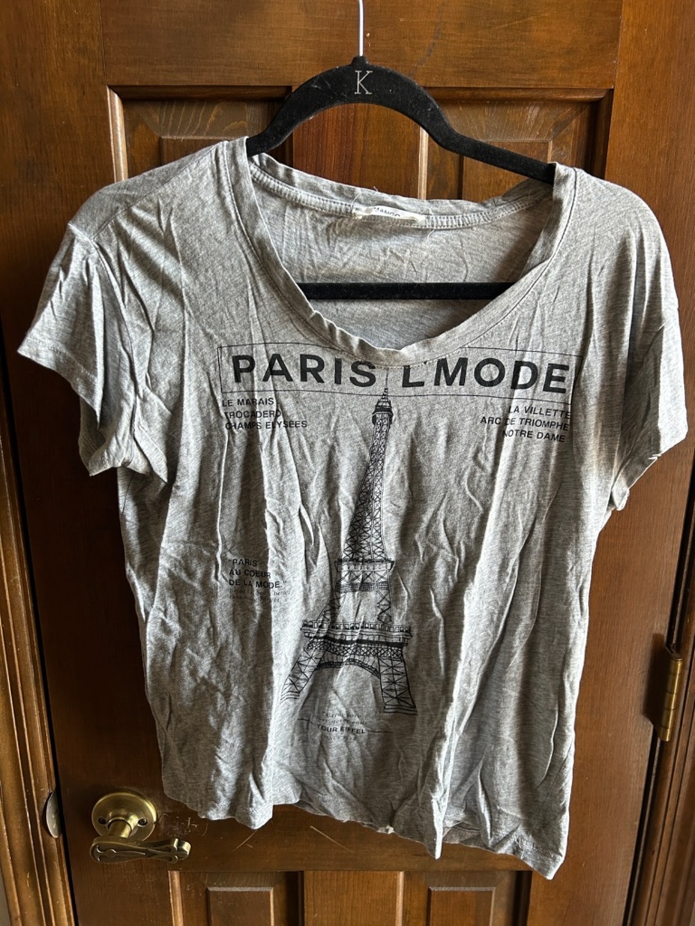 Mango Gray Paris Graphic Short Sleeve Tee